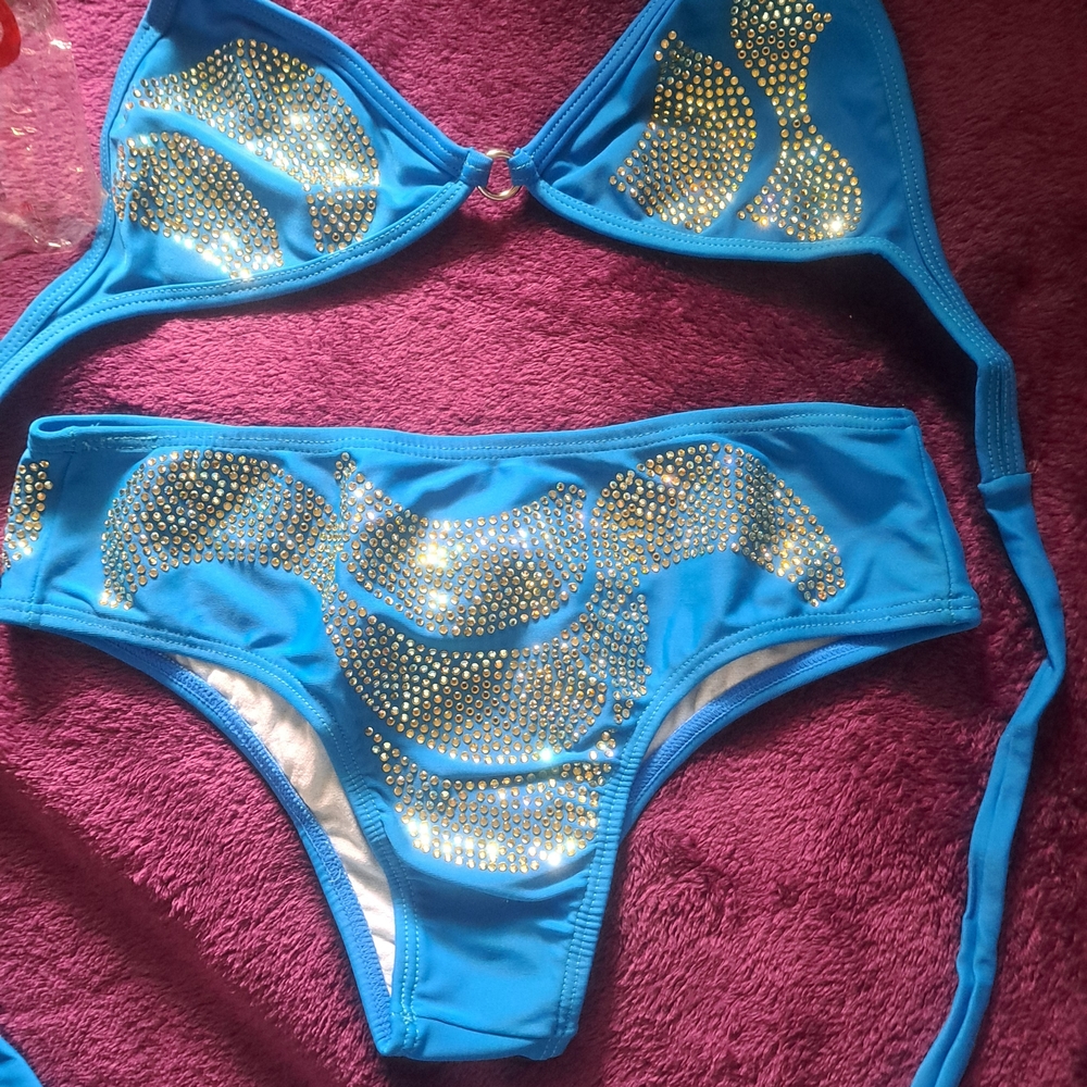 Blue and Gold Women's Bikini Set